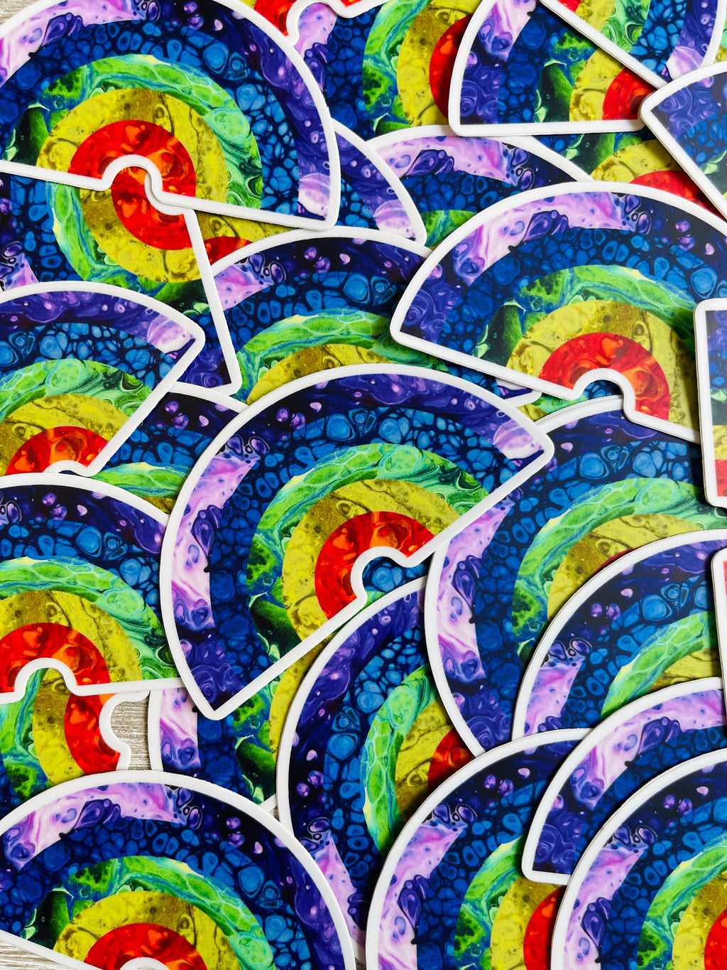Bespattered Facade Rainbow Painting Collage Sticker