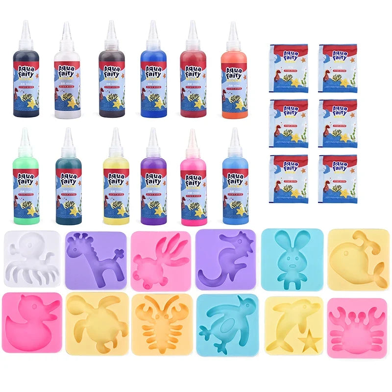 Kids DIY Water Elf Craft Kit – Montessori Painting & Origami Sticker Set with Magic Water Solution (100 ml / 3.38 fl oz)