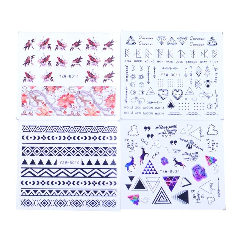 Mixed Designs Water Nail Stickers Decals Dream Catcher Transfer Tip Watermark Flora Painting Slider Manicure Decoration Girls Manicure Decoration Nail Art Supplies 3D Self-Adhesive Nail Decals Designer Nail Stickers for Acrylic Nails