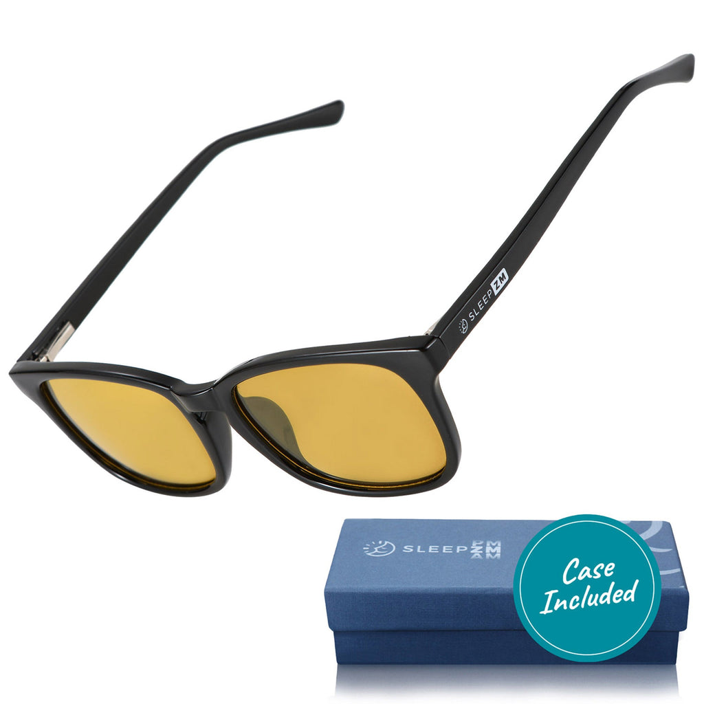 GlareAid Yellow-Green Wayfarer Night Driving Glasses – Black