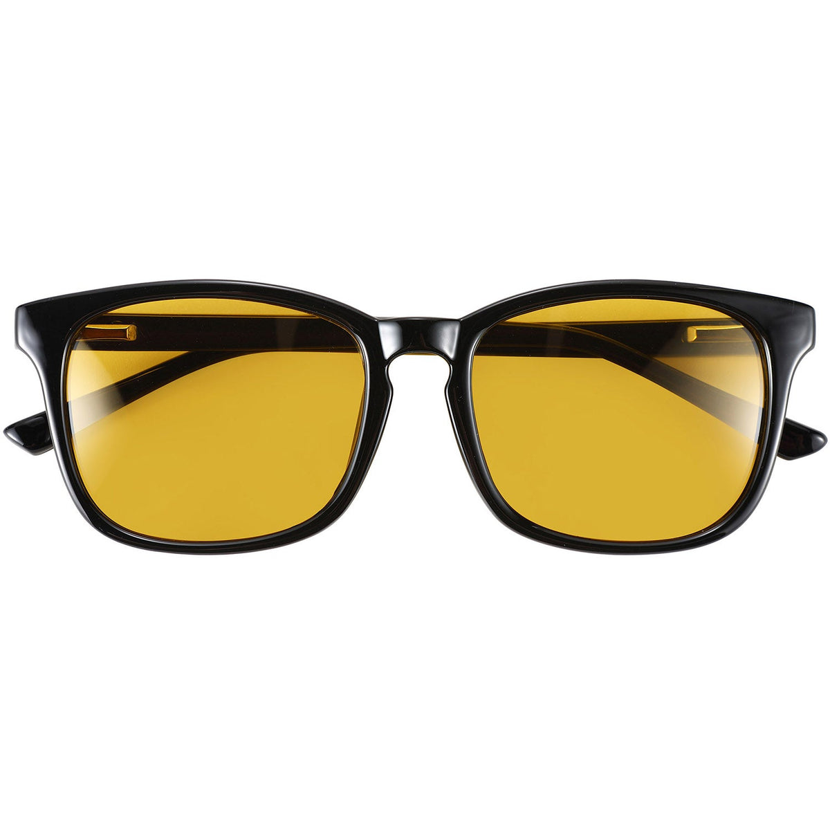 GlareAid Yellow-Green Wayfarer Night Driving Glasses – Black